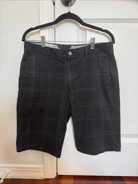 Volcom Men's Black Plaid Casual Shorts